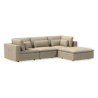 Harmony Modular Set 80 Corner Armless Single Ottoman Down Saddle Leather Nut Concealed Supports