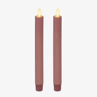 Wax Dipped Unscented Moving Flame Taper - Rose Tan Set of 2