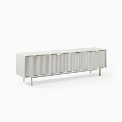 Quinn Media Console, 80", Haze, Antique Brass