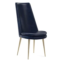 Finley High Back Dining Chair, Saddle Leather, Nut, Light Bronze