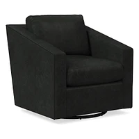 Tessa Swivel Chair, Poly, Saddle Leather, Nut, Concealed Support