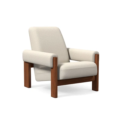 Nils Chair, Yarn Dyed Linen Weave, Alabaster, Cool Walnut