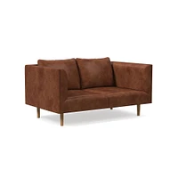 Antonio 60" Multi-Seat Sofa, Poly, Saddle Leather, Nut, Natural Oak