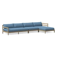 Hargrove Outdoor Sectional, Set 4: Left Arm Sofa + Armless Single Right Chaise Cushion Cover, Canvas, Natural