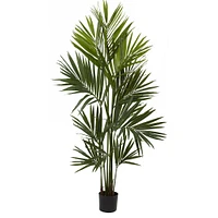 Faux Potted Kentia Palm Tree, 4', Green