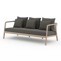 Rope & Wood Outdoor Sofa, 81", Charcoal Weathered Gray