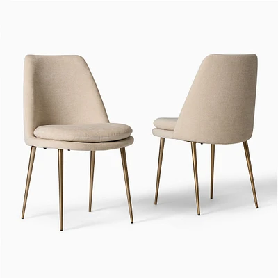 Chip & Dent: Finley Low Back Dining Chair, Set of 2, Performance Distressed Velvet, Sand, Light Bronze