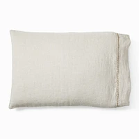 Euro Linen Pom Standard  Pillowcase, White