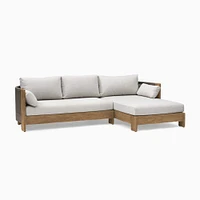 Porto Outdoor 2-Piece Chaise Sectional, 105", Left Arm Sofa, Right Chaise, Driftwood, Pearl Gray