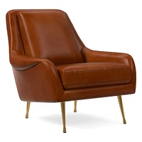 Lottie Chair, Poly, Saddle Leather, Nut, Brass