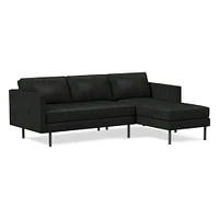 Axel 91" Left 2-Piece Chaise Sectional, Saddle Leather, Nut, Metal