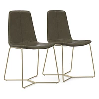 Slope Dining Chair, Set of 2, Nut Leather, Saddle, Charcoal