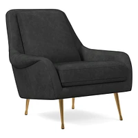 Lottie Chair, Poly, Saddle Leather, Nut, Brass