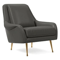 Lottie Chair, Poly, Saddle Leather, Nut, Brass