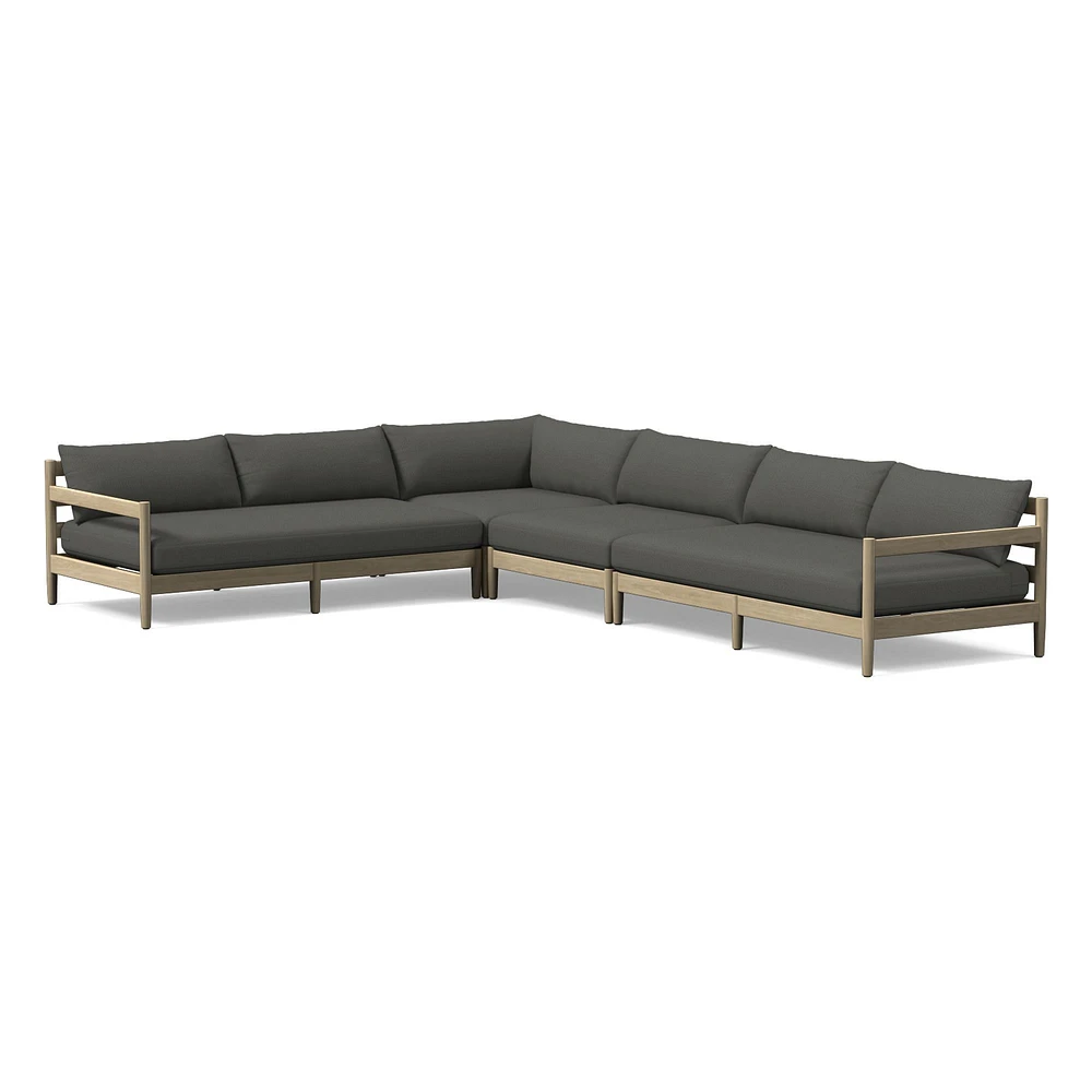 Hargrove Outdoor Sectional, Set 6: L-Shaped 4 Piece Sectional Cushion Cover, Canvas, Natural
