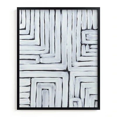 GPS White Stripes and Black Lines by Lauren Rutley, Wood Frame, Full Bleed, 16x20