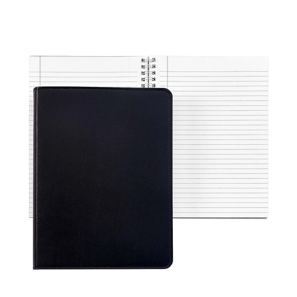 Refillable Notebook, Italian Bonded Leather, Black, 9"