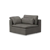 Open Box: Harmony Modular Armless Single, Down, Ludlow Leather, Gray Smoke, Concealed Supports