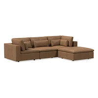 Harmony Modular Set 80 Corner Armless Single Ottoman Down Saddle Leather Nut Concealed Supports