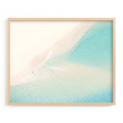 A Day at Sea, Natural Wood Frame, Full Bleed Framed Print, 20x16, Light Blue