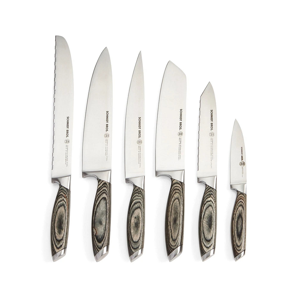 Schmidt Brothers Cutlery 7-Piece Knife Block Set, Bonded Ash