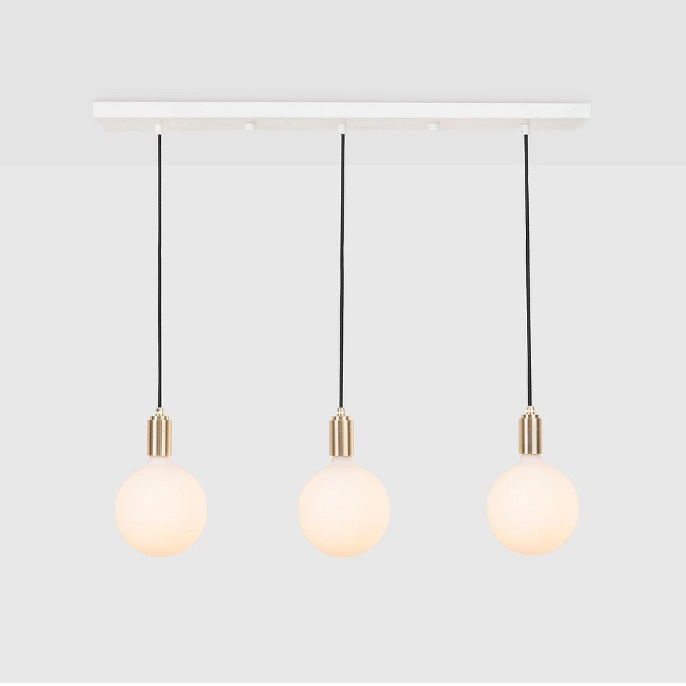 Linear Triple Pendant with Brass Pendants 3 Sphere IV LED Bulbs