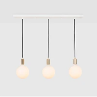 Linear Triple Pendant with Brass Pendants 3 Sphere IV LED Bulbs