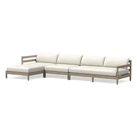 Hargrove Outdoor Sectional, Set 4: Left Arm Sofa + Armless Single Right Chaise Cushion Cover, Canvas, Natural