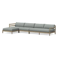 Hargrove Outdoor Sectional, Set 4: Left Arm Sofa + Armless Single Right Chaise Cushion Cover, Canvas, Natural