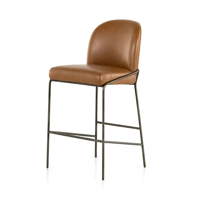 Curved Back Leather Counter Stool, Sierra Butterscotch