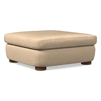 Leroy Ottoman, Saddle Leather, Nut, Almond