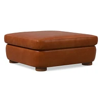 Leroy Ottoman, Saddle Leather, Nut, Almond