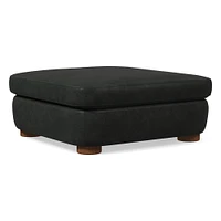 Leroy Ottoman, Saddle Leather, Nut, Almond