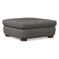 Leroy Ottoman, Saddle Leather, Nut, Almond