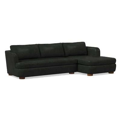 Leroy 2-Seat 2-Piece Right Chaise Sectional, Saddle Leather, Nut, Almond