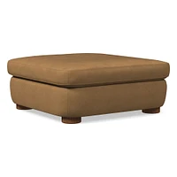 Leroy Ottoman, Saddle Leather, Nut, Almond