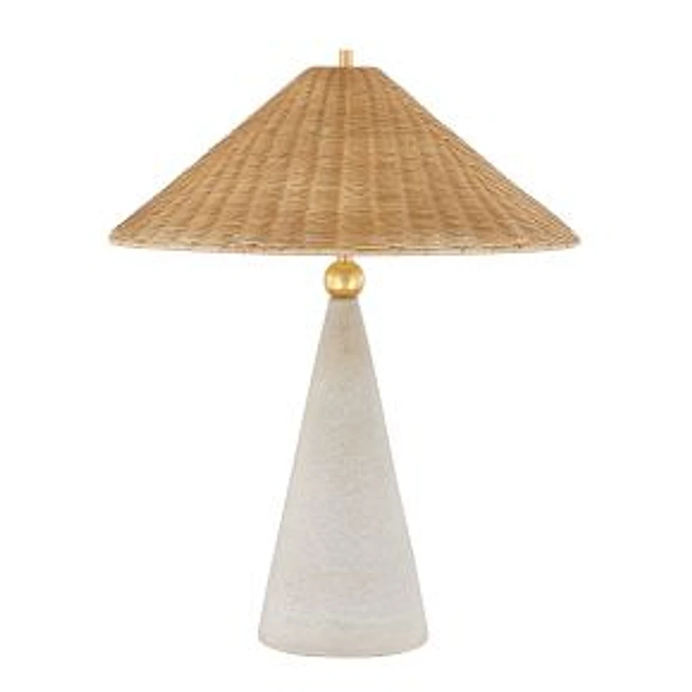 Yolanda Table Lamp, 28", Aged Brass/ Ceramic Windswept White