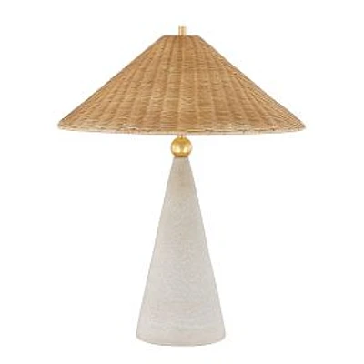 Yolanda Table Lamp, 28", Aged Brass/ Ceramic Windswept White