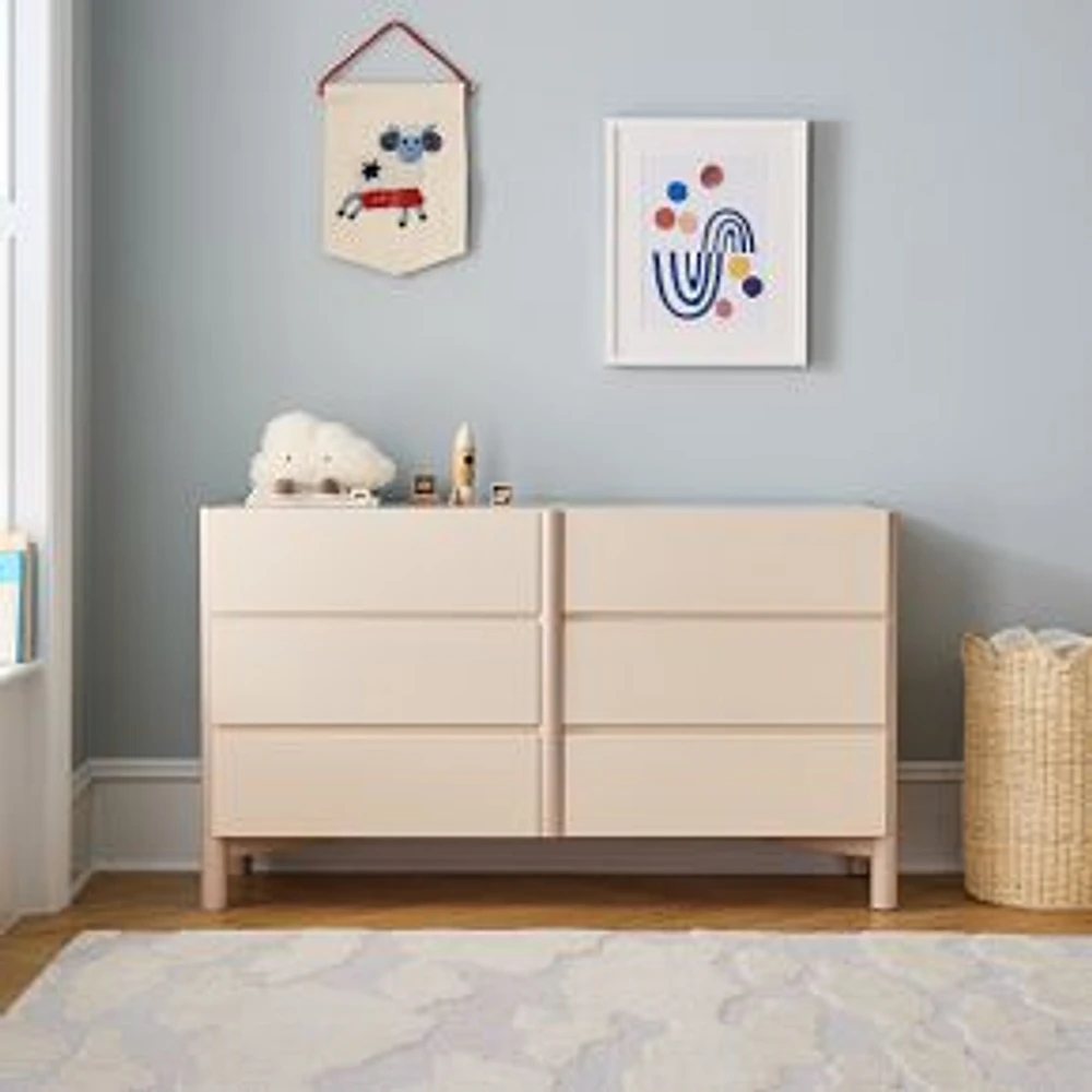 Moon 54.5" 6 Drawer Wide Dresser, Putty