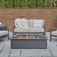 Roderick Rectangle Steel Propane Fire Pit, 48", Weathered