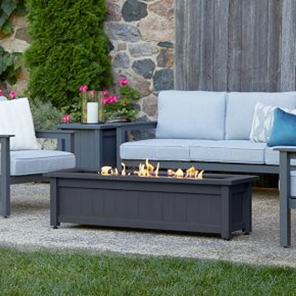 Ulysses Rectangle Steel Propane Fire Pit, 50", Gray