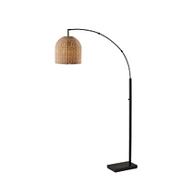 Louisa Arc Lamp, 80"H, Dark Bronze/Light Rattan