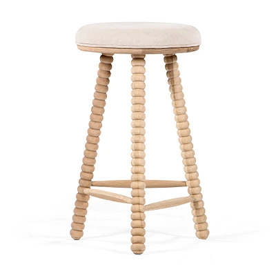 Annabeth Twisted Solid Oak Counter Stool, Natural