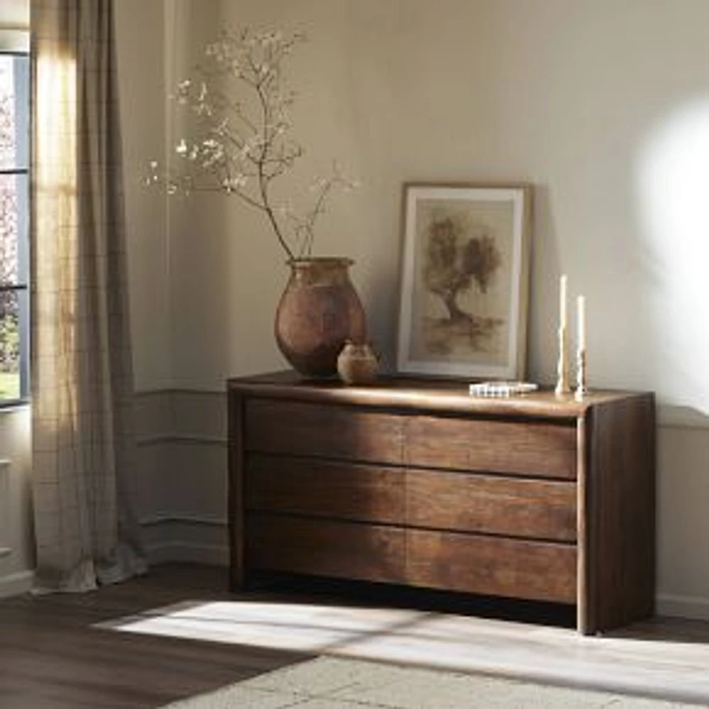 Brevoort 6 Drawer Dresser, Rustic Brown Acacia, 73"