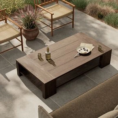 Reed Outdoor Coffee Table, Stained Heritage Brown-FSC