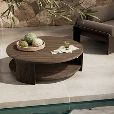 Reed Outdoor Round Coffee Table, Stained Heritage Brown-FSC