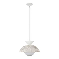 Daniel 1-Light Pendant, White/Opal Glass, 14.75"