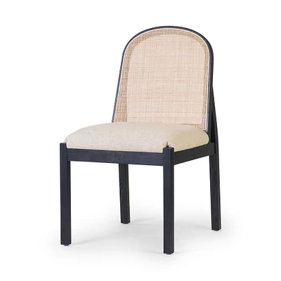 Elbie Dining Chair, Antwerp Natural, Brushed Ebony, Natural Crosshatch Cane