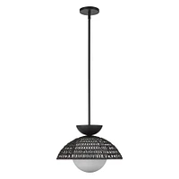 Daniel 1-Light Pendant, White/Opal Glass, 14.75"