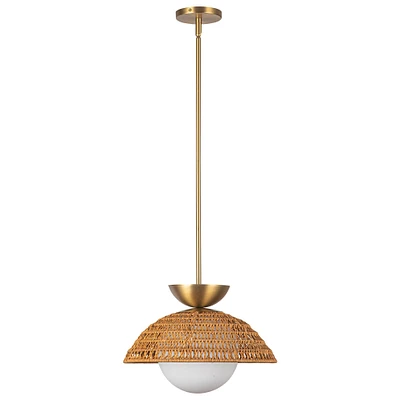 Daniel 1-Light Pendant, White/Opal Glass, 14.75"